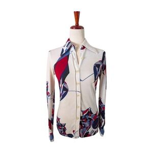 Saint Clair Paris For Thayer Vintage Geometric Print Shirt Made in Italy Size S